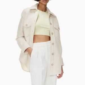 Aritzia The Ganna Shirt Jacket in Heather Light Oatmeal